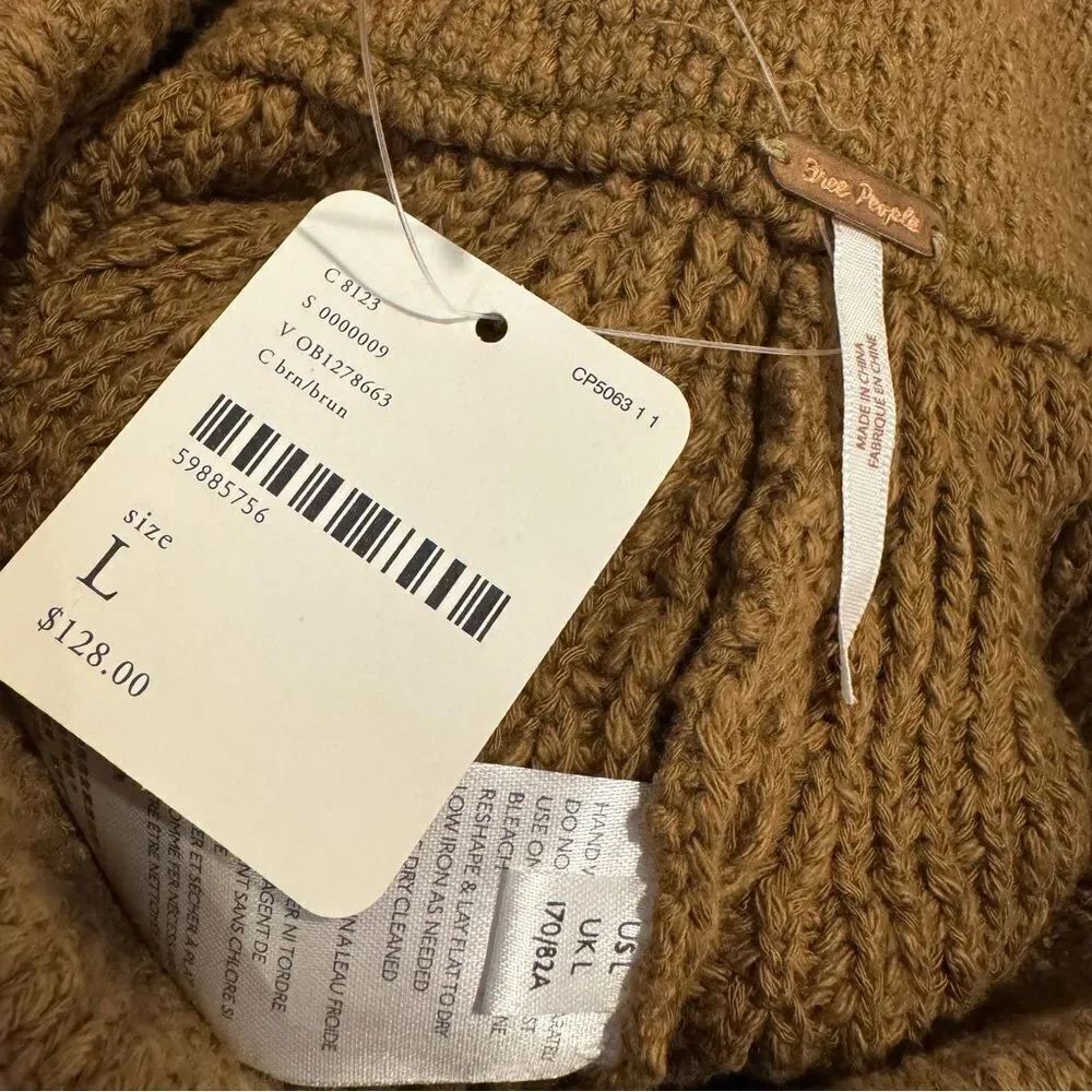 New Free People Logan Pass Knit Balloon Jogger Pants in Brown Size L